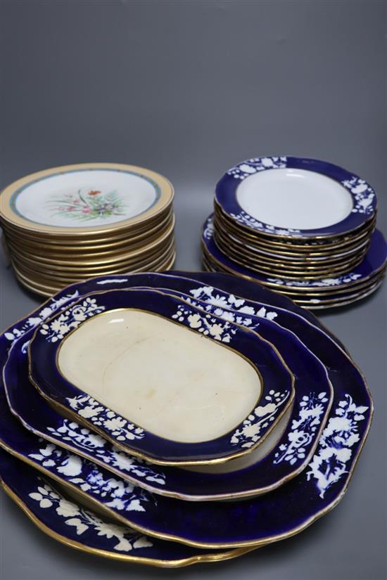 A part-set of eleven Royal Worcester bone china dessert plates, 23.5cm and a Copeland & Garrett bone china part dinner service